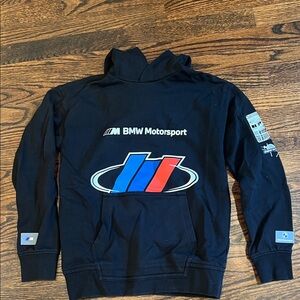 BMW Motorsport Black Hoodie with Red and Blue Accents
